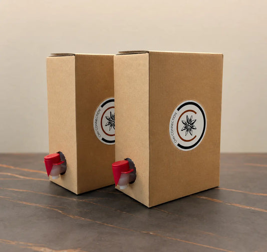 Two Chai Connection 1-litre Bag-in-Boxes with premium Chai concentrate